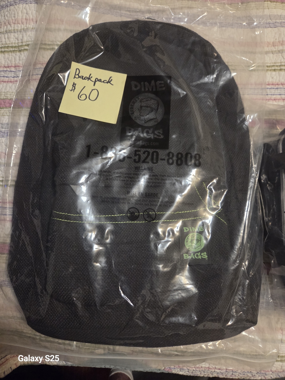 Black Backpack with Lime Stitch Accents